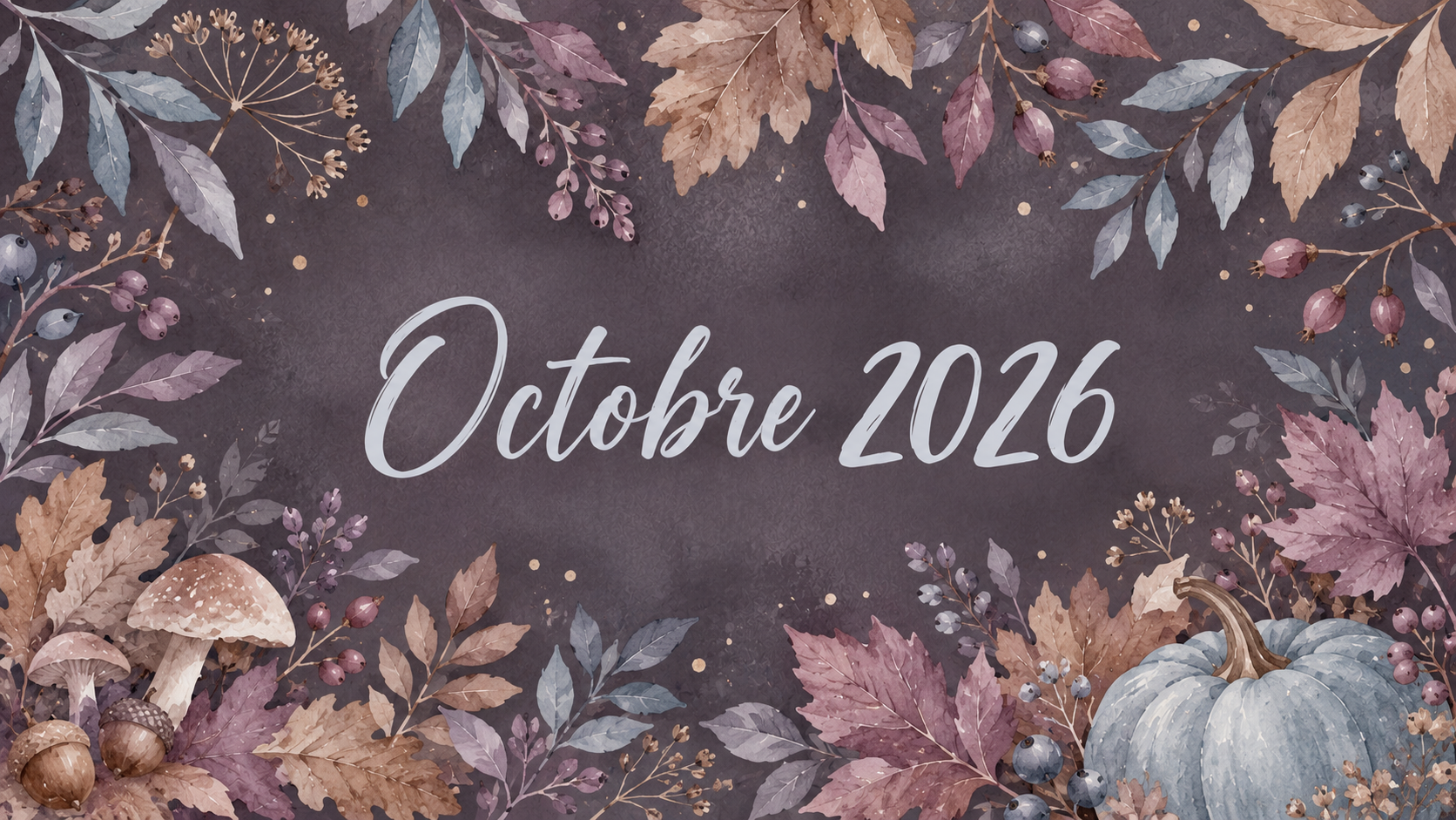 ocotbre octobre 2026 entouré de feuilles aux couleurs de l'automne